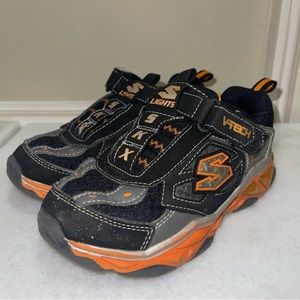 Baby Toddler Orange Velcro SKECHERS Light Up Athletic Sneakers SKX V-Tech Bosky